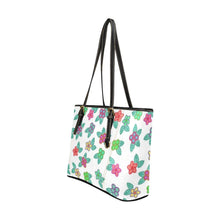 Load image into Gallery viewer, Berry Flowers White Leather Tote Bag/Large (Model 1640) bag e-joyer 
