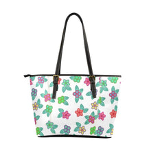 Load image into Gallery viewer, Berry Flowers White Leather Tote Bag/Large (Model 1640) bag e-joyer 
