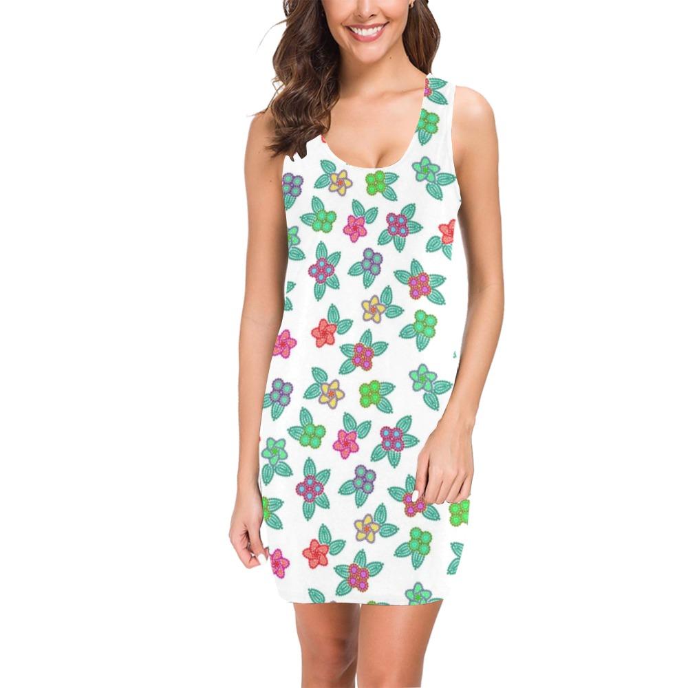 Berry Flowers White Medea Vest Dress (Model D06) Medea Vest Dress (D06) e-joyer 