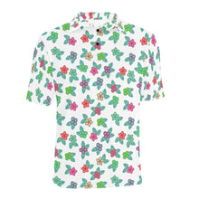 Load image into Gallery viewer, Berry Flowers White Men&#39;s All Over Print Polo Shirt (Model T55) Men&#39;s Polo Shirt (Model T55) e-joyer 
