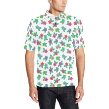 Load image into Gallery viewer, Berry Flowers White Men&#39;s All Over Print Polo Shirt (Model T55) Men&#39;s Polo Shirt (Model T55) e-joyer 
