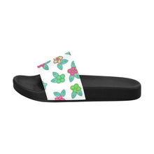 Load image into Gallery viewer, Berry Flowers White Men&#39;s Slide Sandals (Model 057) Men&#39;s Slide Sandals (057) e-joyer 
