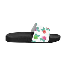 Load image into Gallery viewer, Berry Flowers White Men&#39;s Slide Sandals (Model 057) Men&#39;s Slide Sandals (057) e-joyer 
