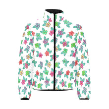 Load image into Gallery viewer, Berry Flowers White Men&#39;s Stand Collar Padded Jacket (Model H41) Men&#39;s Stand Collar Padded Jacket (H41) e-joyer 
