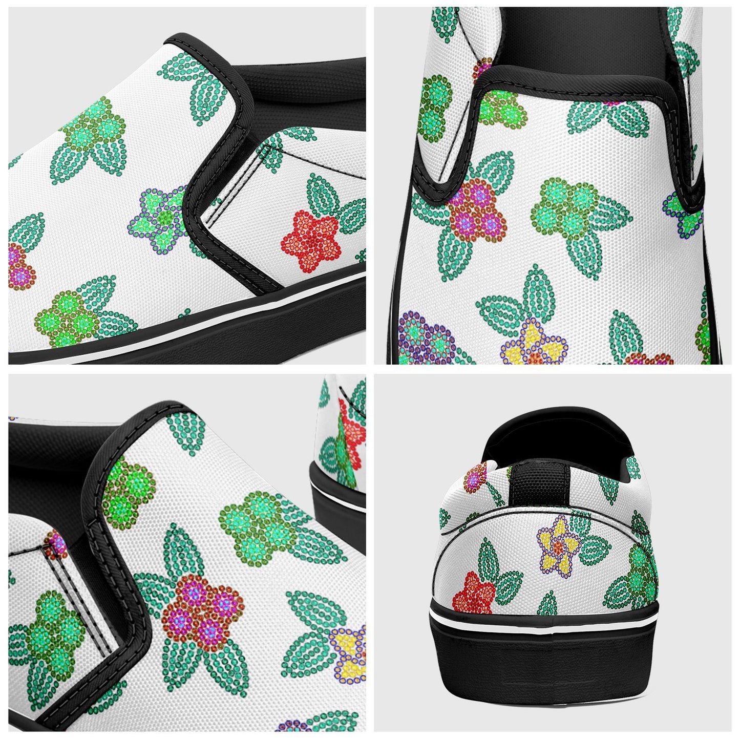 Berry Flowers White Otoyimm Canvas Slip On Shoes otoyimm Herman 