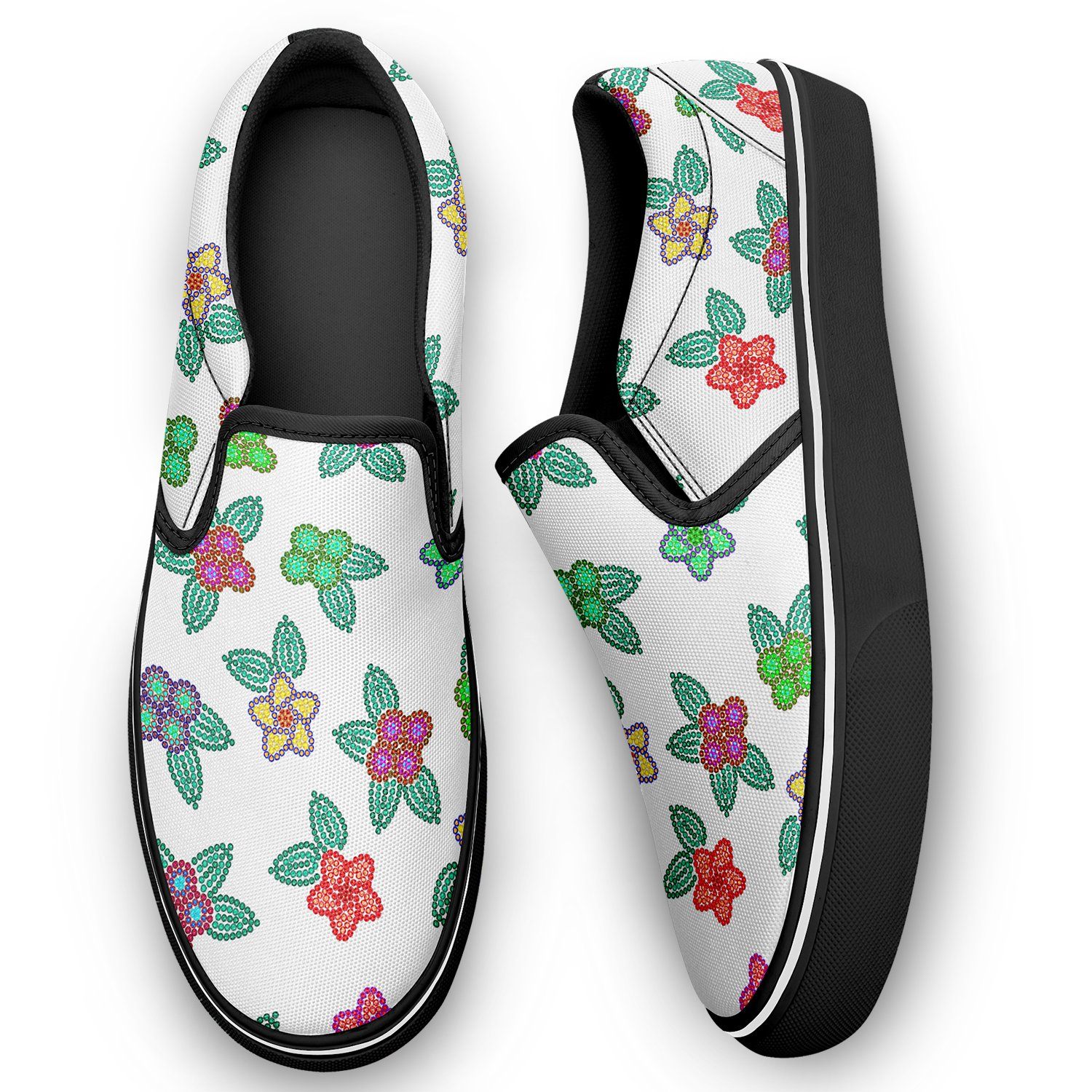 Berry Flowers White Otoyimm Canvas Slip On Shoes otoyimm Herman 