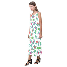 Load image into Gallery viewer, Berry Flowers White Phaedra Sleeveless Open Fork Long Dress (Model D08) dress e-joyer 
