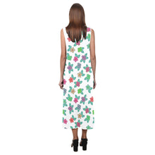 Load image into Gallery viewer, Berry Flowers White Phaedra Sleeveless Open Fork Long Dress (Model D08) dress e-joyer 
