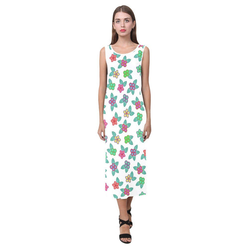 Berry Flowers White Phaedra Sleeveless Open Fork Long Dress (Model D08) dress e-joyer 