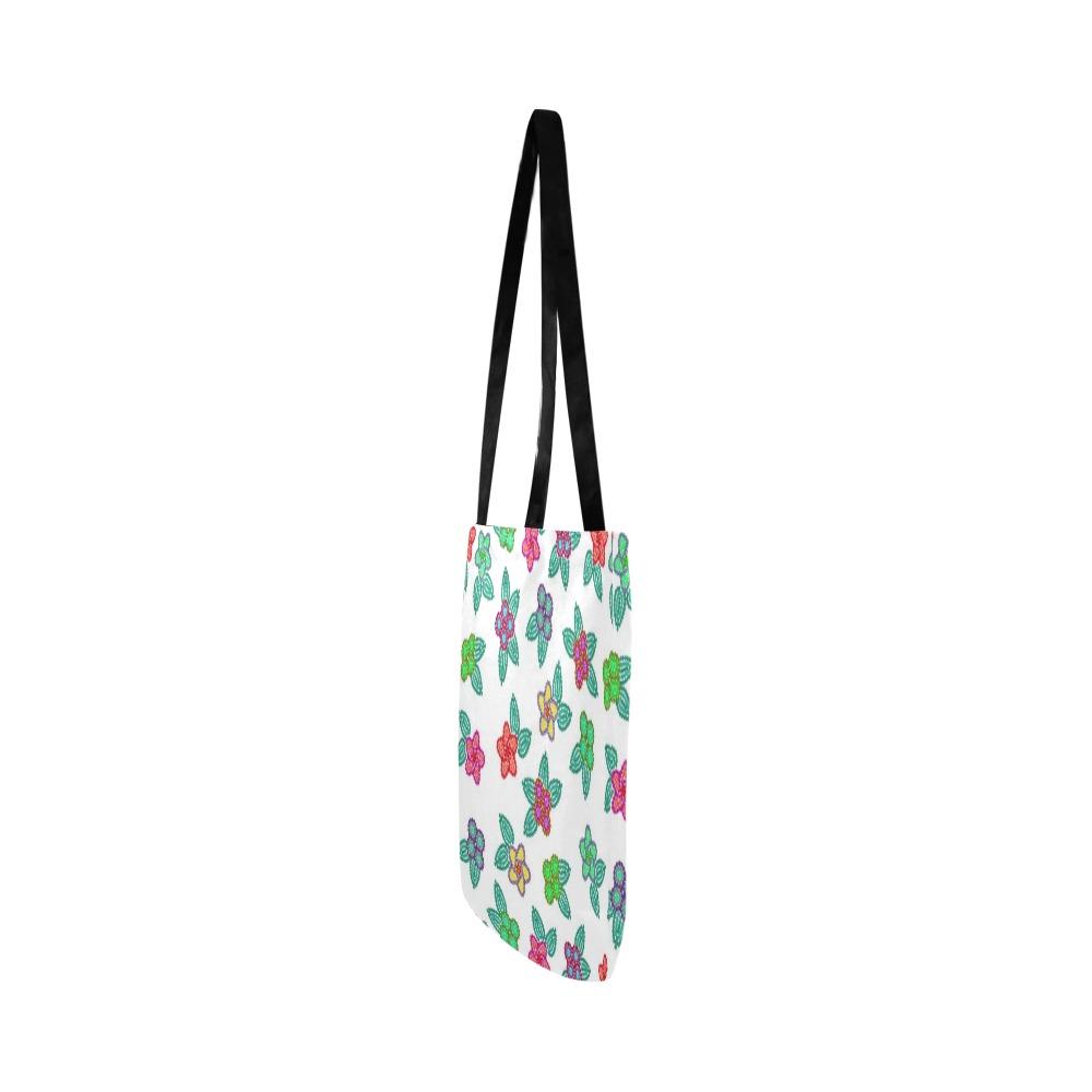 Berry Flowers White Reusable Shopping Bag Model 1660 (Two sides) Shopping Tote Bag (1660) e-joyer 
