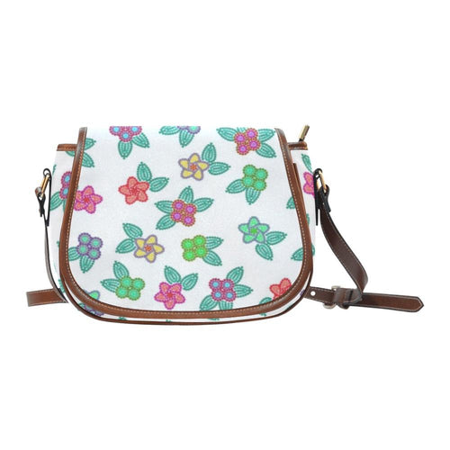 Berry Flowers White Saddle Bag/Large (Model 1649) bag e-joyer 