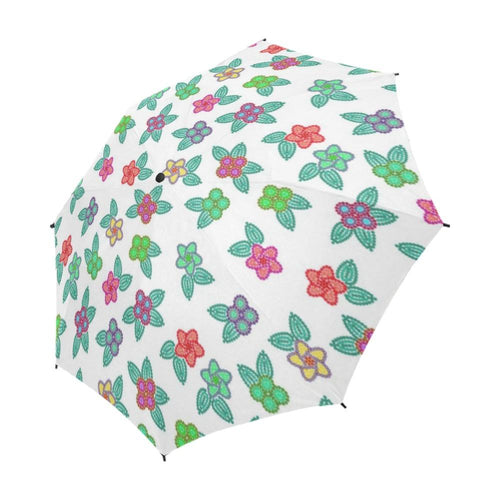 Berry Flowers White Semi-Automatic Foldable Umbrella (Model U05) Semi-Automatic Foldable Umbrella e-joyer 