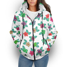 Load image into Gallery viewer, Berry Flowers White Sherpa Hoodie hoodie Herman 
