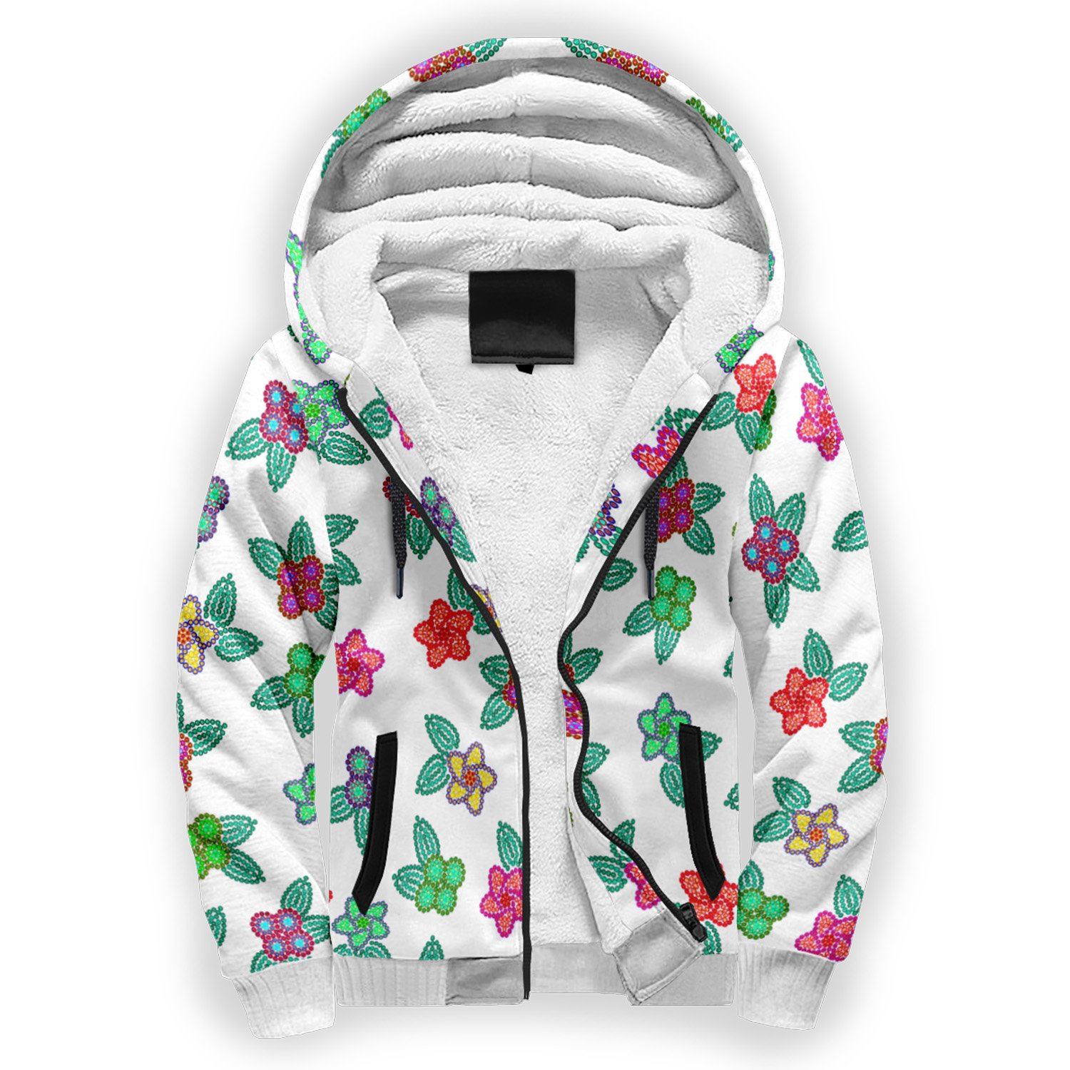 Berry Flowers White Sherpa Hoodie hoodie Herman 