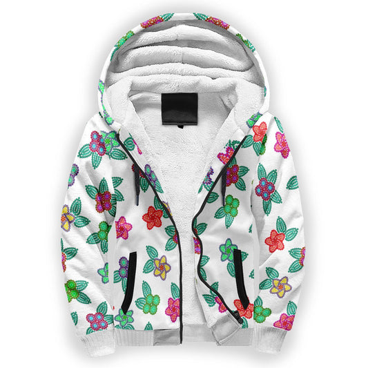 Berry Flowers White Sherpa Hoodie hoodie Herman 