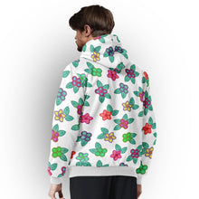 Load image into Gallery viewer, Berry Flowers White Sherpa Hoodie hoodie Herman 
