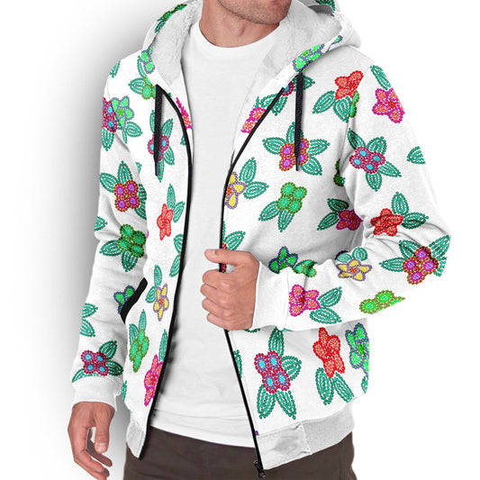 Berry Flowers White Sherpa Hoodie hoodie Herman 