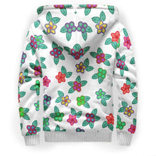 Load image into Gallery viewer, Berry Flowers White Sherpa Hoodie hoodie Herman 
