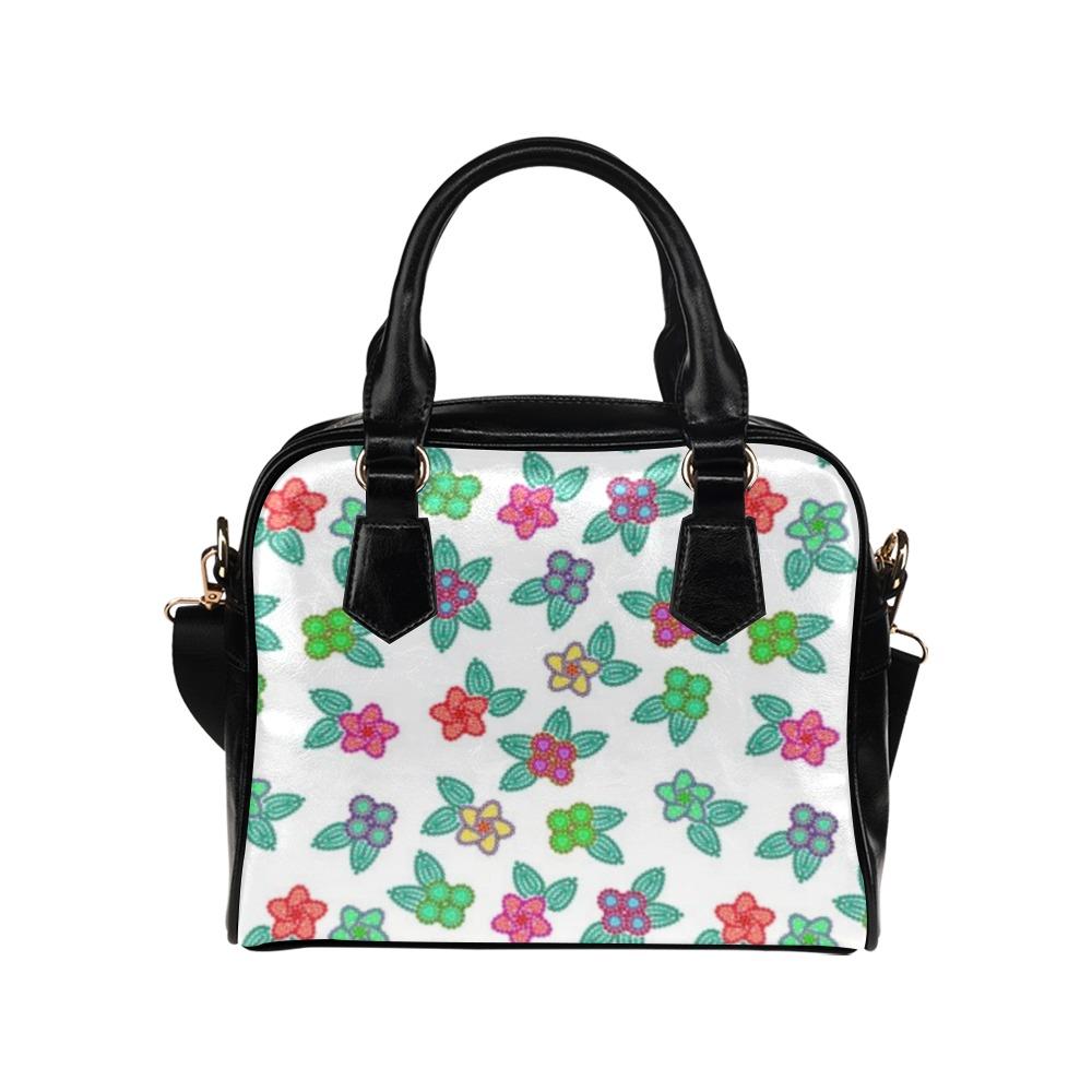 Berry Flowers White Shoulder Handbag (Model 1634) Shoulder Handbags (1634) e-joyer 