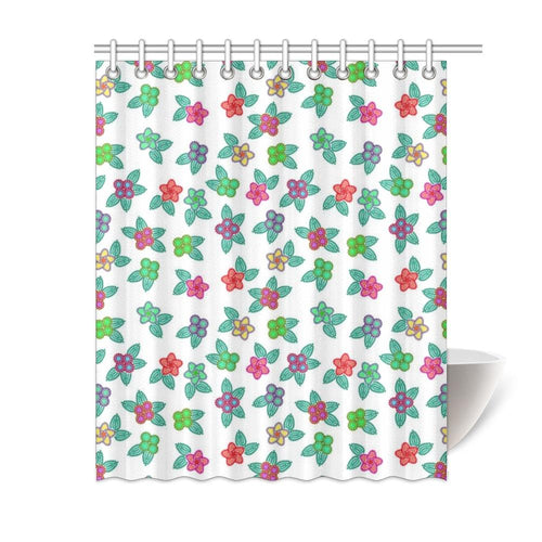 Berry Flowers White Shower Curtain 60