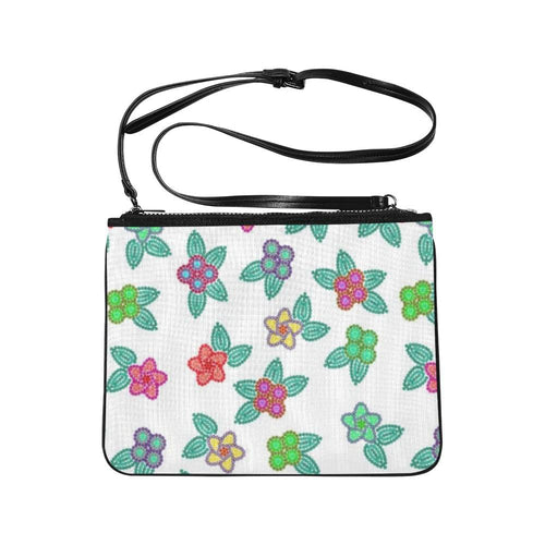 Berry Flowers White Slim Clutch Bag (Model 1668) Slim Clutch Bags (1668) e-joyer 