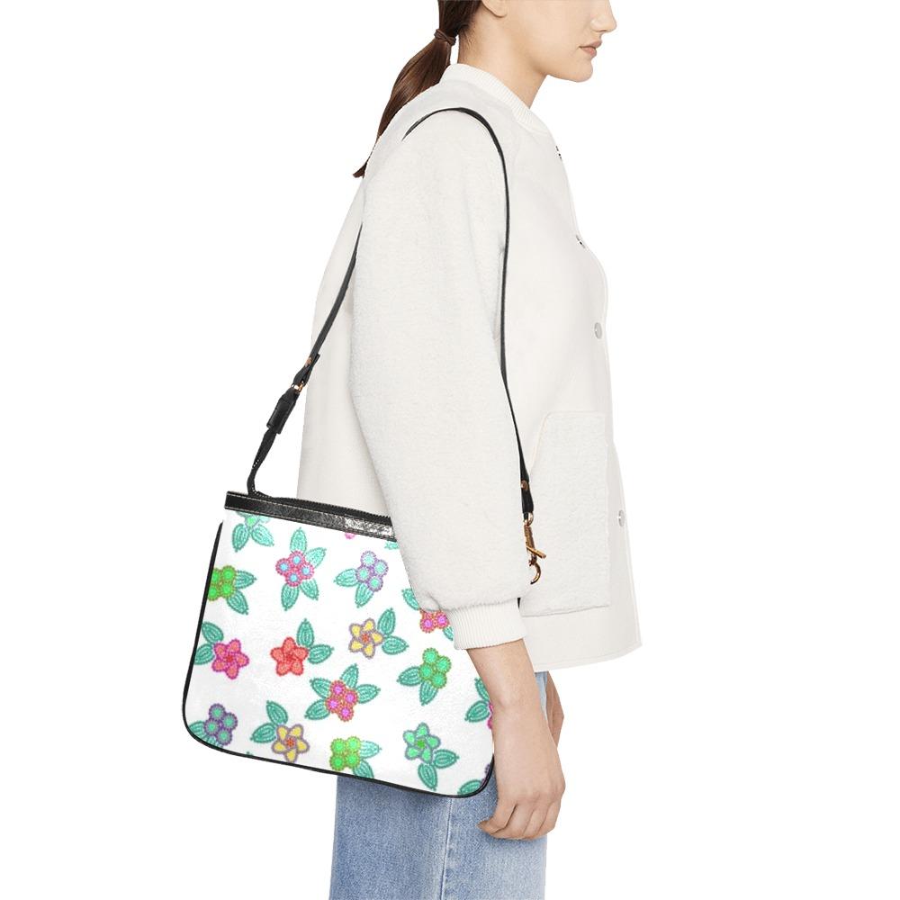 Berry Flowers White Small Shoulder Bag (Model 1710) Small Shoulder Bag (1710) e-joyer 