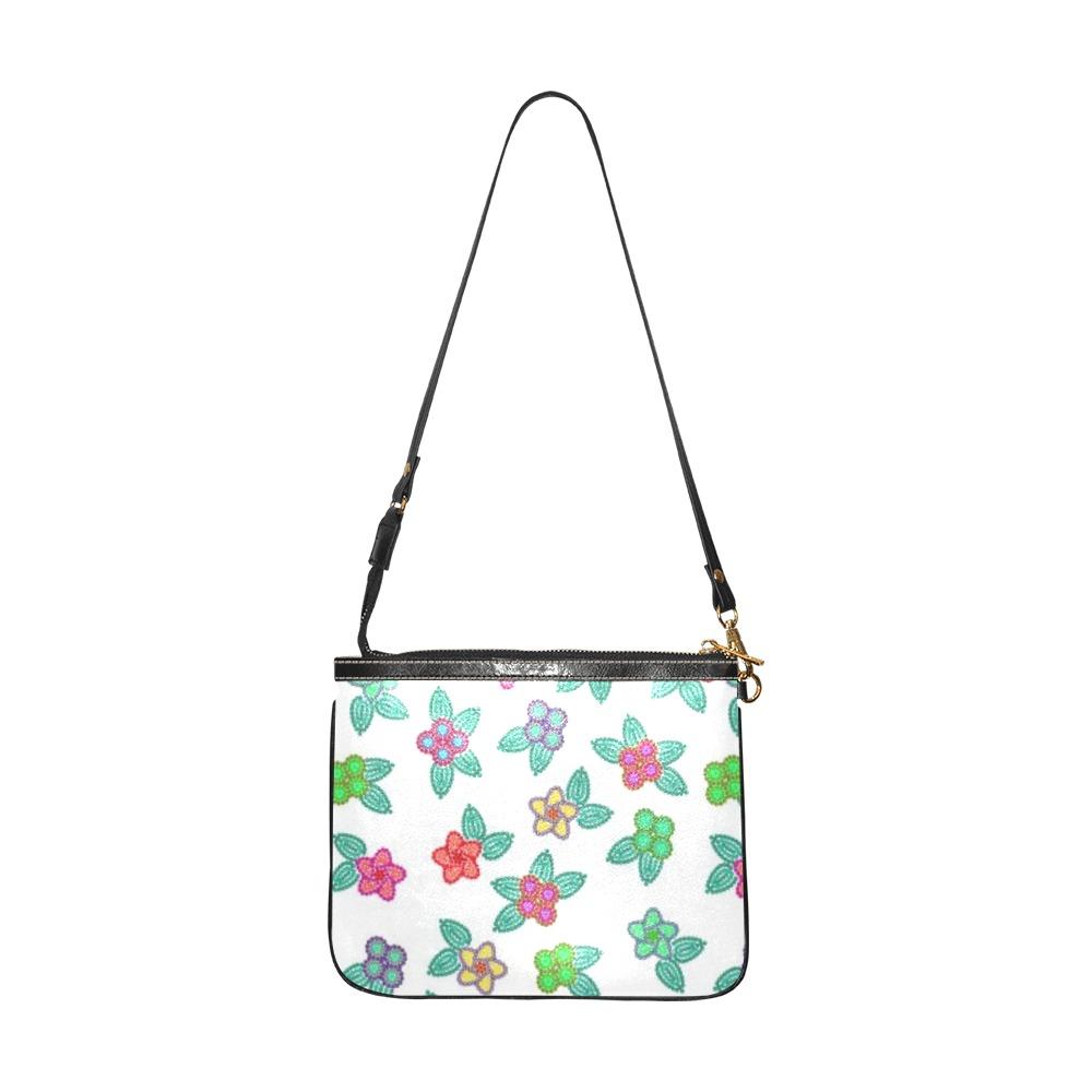 Berry Flowers White Small Shoulder Bag (Model 1710) Small Shoulder Bag (1710) e-joyer 