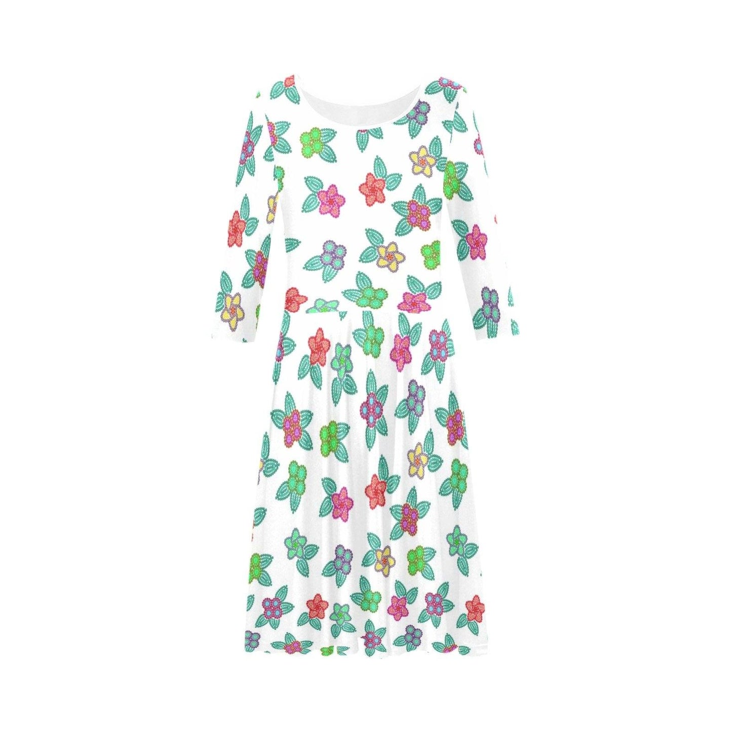 Berry Flowers White Tethys Half-Sleeve Skater Dress(Model D20) Tethys Half-Sleeve Skater Dress (D20) e-joyer 