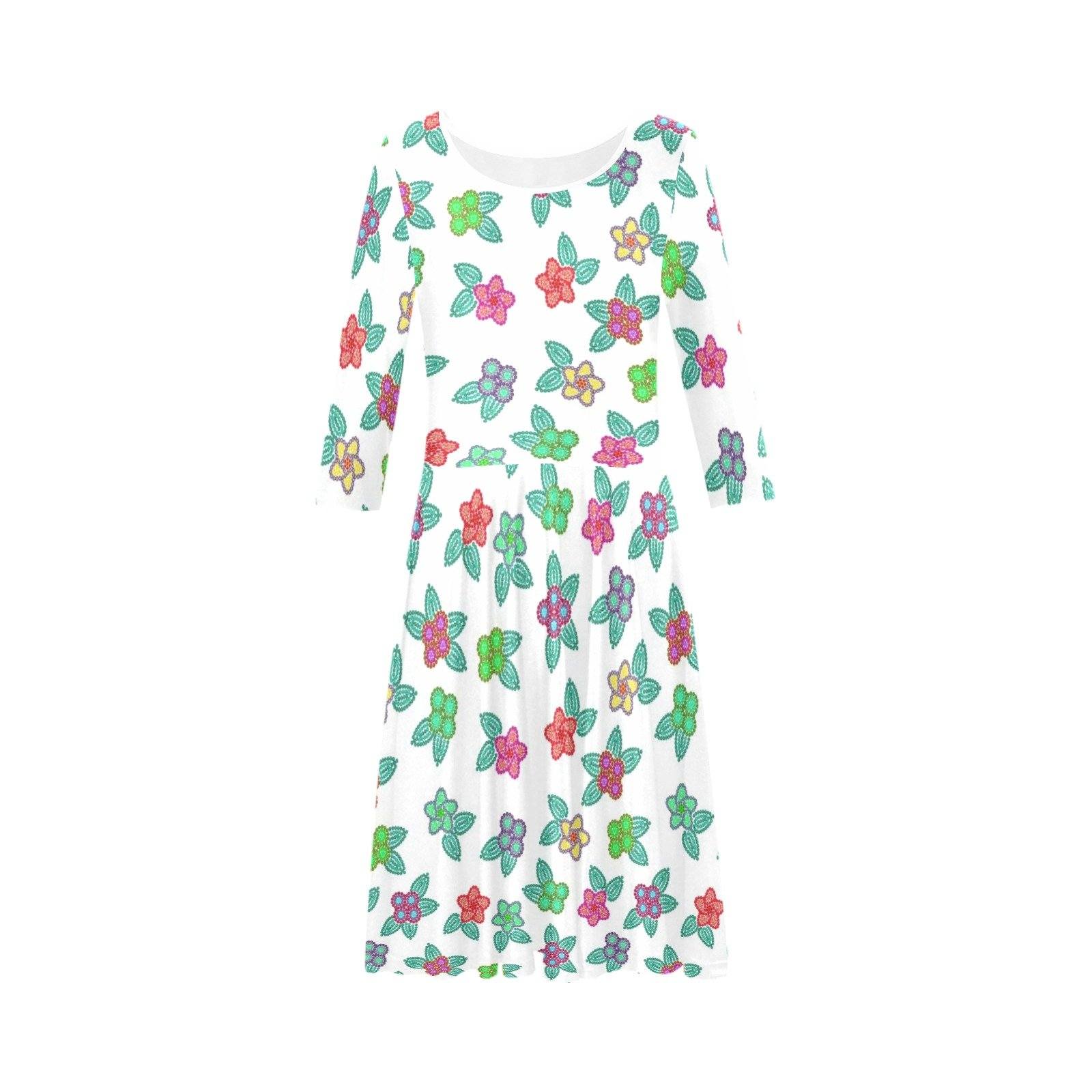 Berry Flowers White Tethys Half-Sleeve Skater Dress(Model D20) Tethys Half-Sleeve Skater Dress (D20) e-joyer 