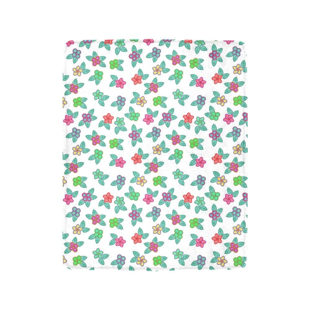 Berry Flowers White Ultra-Soft Micro Fleece Blanket 40