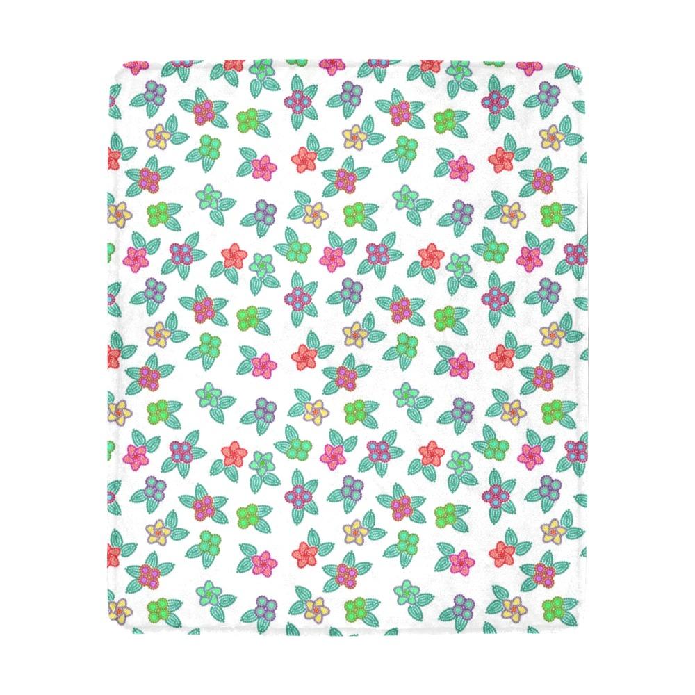 Berry Flowers White Ultra-Soft Micro Fleece Blanket 50