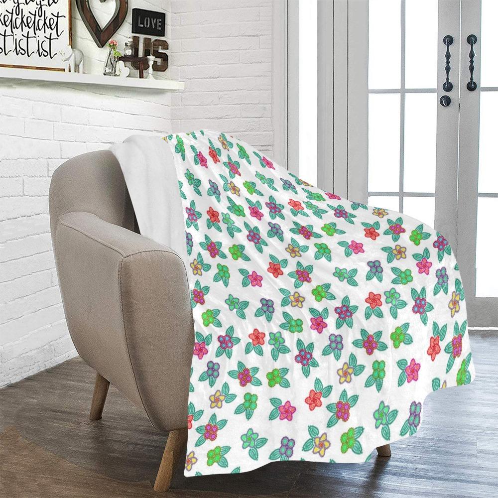 Berry Flowers White Ultra-Soft Micro Fleece Blanket 50"x60" Ultra-Soft Blanket 50''x60'' e-joyer 