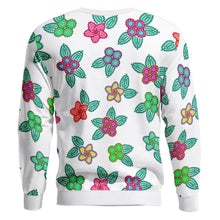 Load image into Gallery viewer, Berry Flowers White Unisex Crewneck Long Sleeve Top 49 Dzine 
