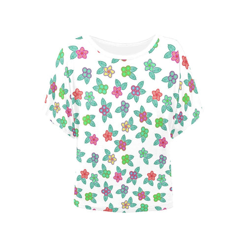 Berry Flowers White Women's Batwing-Sleeved Blouse T shirt (Model T44) Women's Batwing-Sleeved Blouse T shirt (T44) e-joyer 