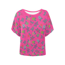 Load image into Gallery viewer, Berry Flowers Women&#39;s Batwing-Sleeved Blouse T shirt (Model T44) Women&#39;s Batwing-Sleeved Blouse T shirt (T44) e-joyer 
