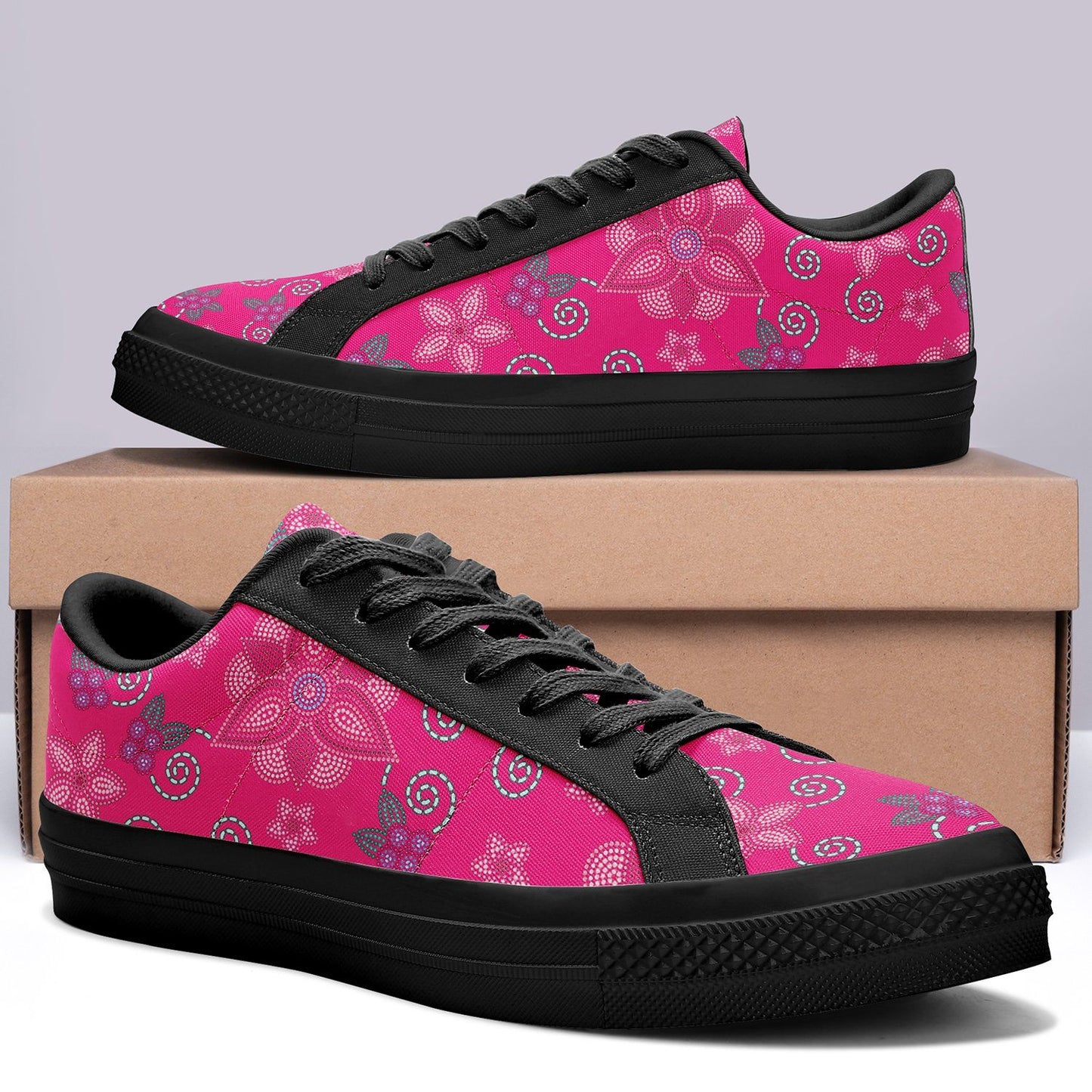 Berry Picking Pink Aapisi Low Top Canvas Shoes Black Sole aapisi Herman 