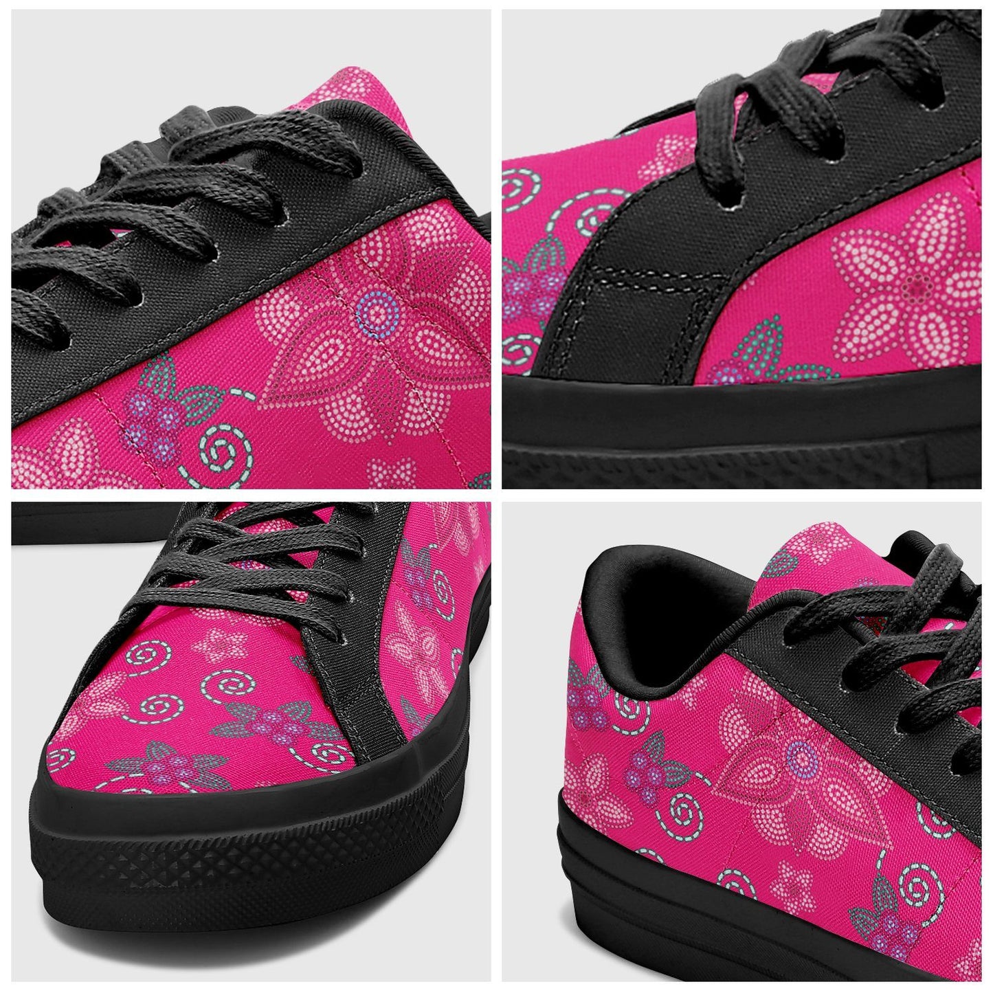 Berry Picking Pink Aapisi Low Top Canvas Shoes Black Sole aapisi Herman 