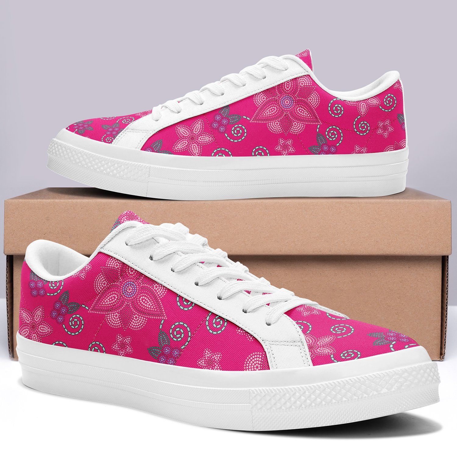 Berry Picking Pink Aapisi Low Top Canvas Shoes White Sole aapisi Herman 