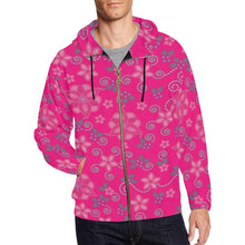 Load image into Gallery viewer, Berry Picking Pink All Over Print Full Zip Hoodie for Men (Model H14) All Over Print Full Zip Hoodie for Men (H14) e-joyer 
