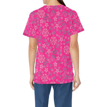 Load image into Gallery viewer, Berry Picking Pink All Over Print Scrub Top Scrub Top e-joyer 
