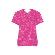 Load image into Gallery viewer, Berry Picking Pink All Over Print Scrub Top Scrub Top e-joyer 
