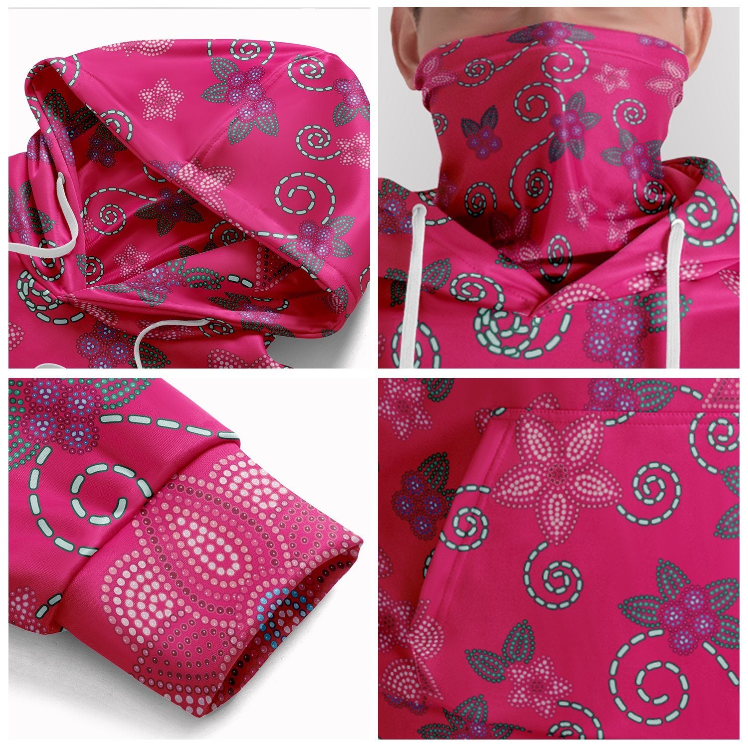Berry Picking Pink Hoodie with Face Cover 49 Dzine 