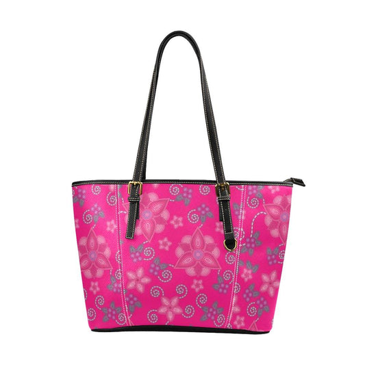 Berry Picking Pink Leather Tote Bag/Large (Model 1640) bag e-joyer 