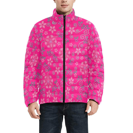 Berry Picking Pink Men's Stand Collar Padded Jacket (Model H41) Men's Stand Collar Padded Jacket (H41) e-joyer 