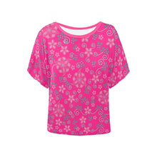 Load image into Gallery viewer, Berry Picking Pink Women&#39;s Batwing-Sleeved Blouse T shirt (Model T44) Women&#39;s Batwing-Sleeved Blouse T shirt (T44) e-joyer 
