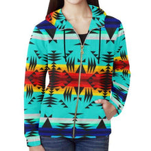 Load image into Gallery viewer, Between the Mountains All Over Print Full Zip Hoodie for Women (Model H14) All Over Print Full Zip Hoodie for Women (H14) e-joyer 
