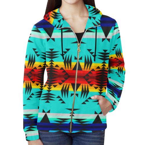 Between the Mountains All Over Print Full Zip Hoodie for Women (Model H14) All Over Print Full Zip Hoodie for Women (H14) e-joyer 