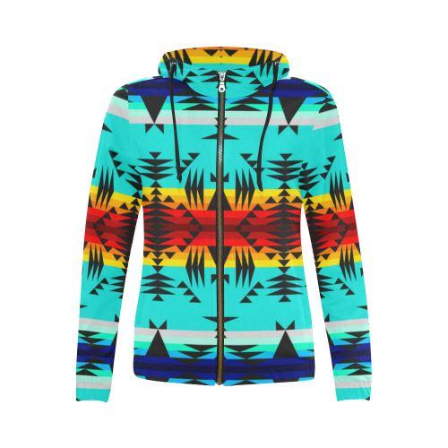 Between the Mountains All Over Print Full Zip Hoodie for Women (Model H14) All Over Print Full Zip Hoodie for Women (H14) e-joyer 