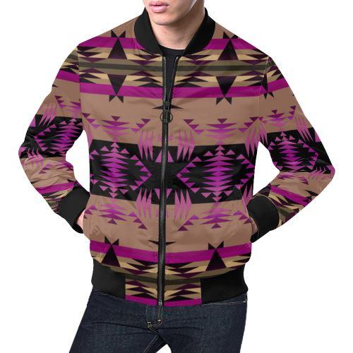 Between the Mountains Berry All Over Print Bomber Jacket for Men/Large Size (Model H19) All Over Print Bomber Jacket for Men/Large (H19) e-joyer 