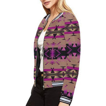 Load image into Gallery viewer, Between the Mountains Berry All Over Print Bomber Jacket for Women (Model H21) All Over Print Bomber Jacket for Women (H21) e-joyer 
